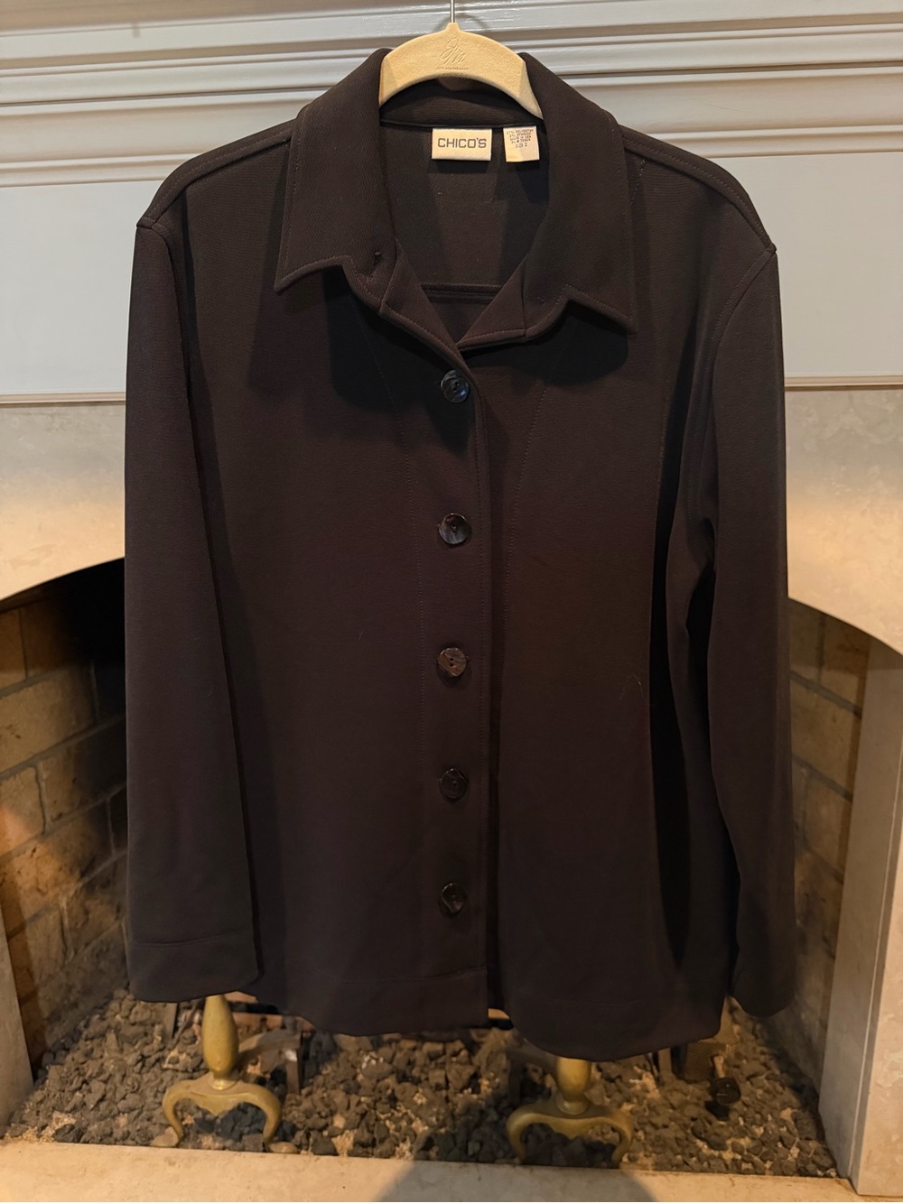 Chico's Black Button-Front Blazer Jacket size Large